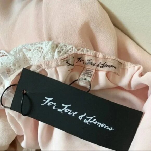 FREE PEOPLE For Love & Lemons Women’s Sienna Mini Dress Keyhole Lace Pink Small - Picture 11 of 16